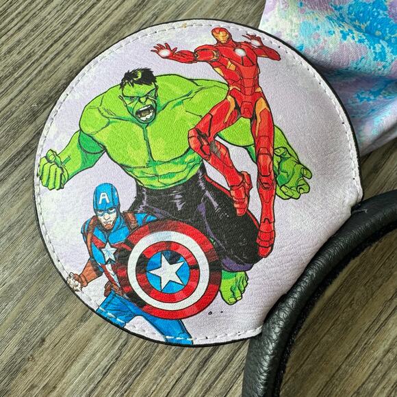 Disney Parks Loungefly Marvel Artist Series Avengers Ears Headband Removable Bow - Picture 5 of 7